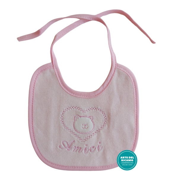 Pink Baby Bib - Teddy Bear